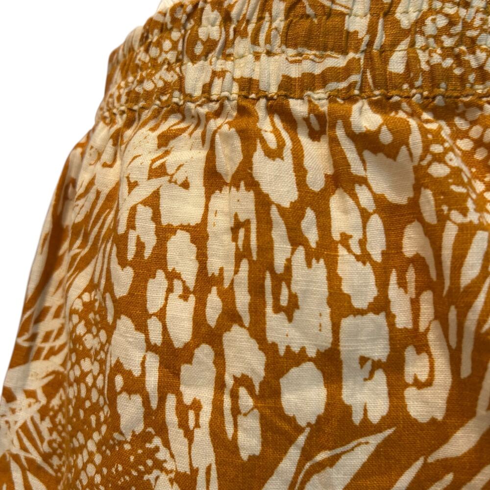 Christian Siriano Mini Ruffle Skirt Women Sz Large Linen Mustard Yellow Pockets - Picture 11 of 14